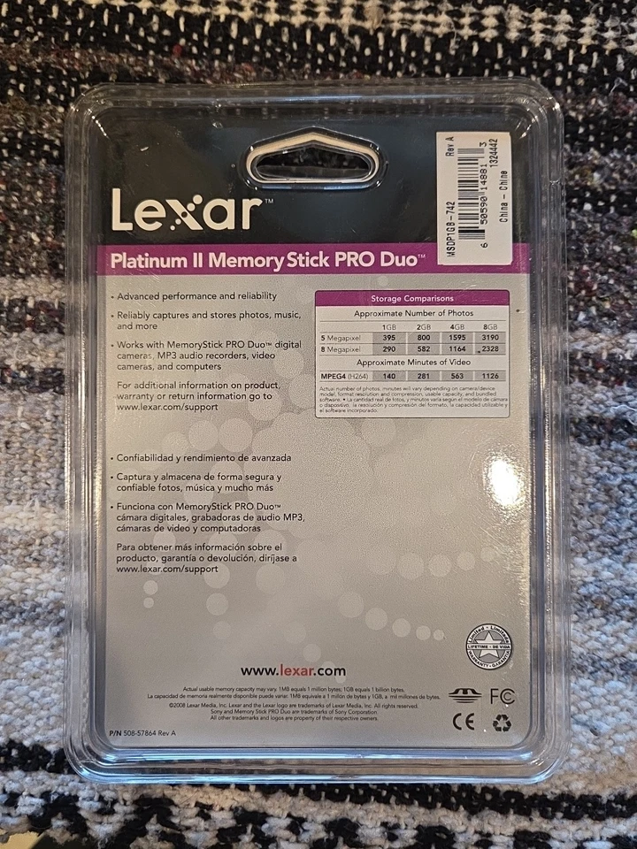 Lexar Platinum 1GB 40x - Memory Stick PRO Duo Card - MSDP1GB-742 *NEW SEALED* - Image 2 of 2