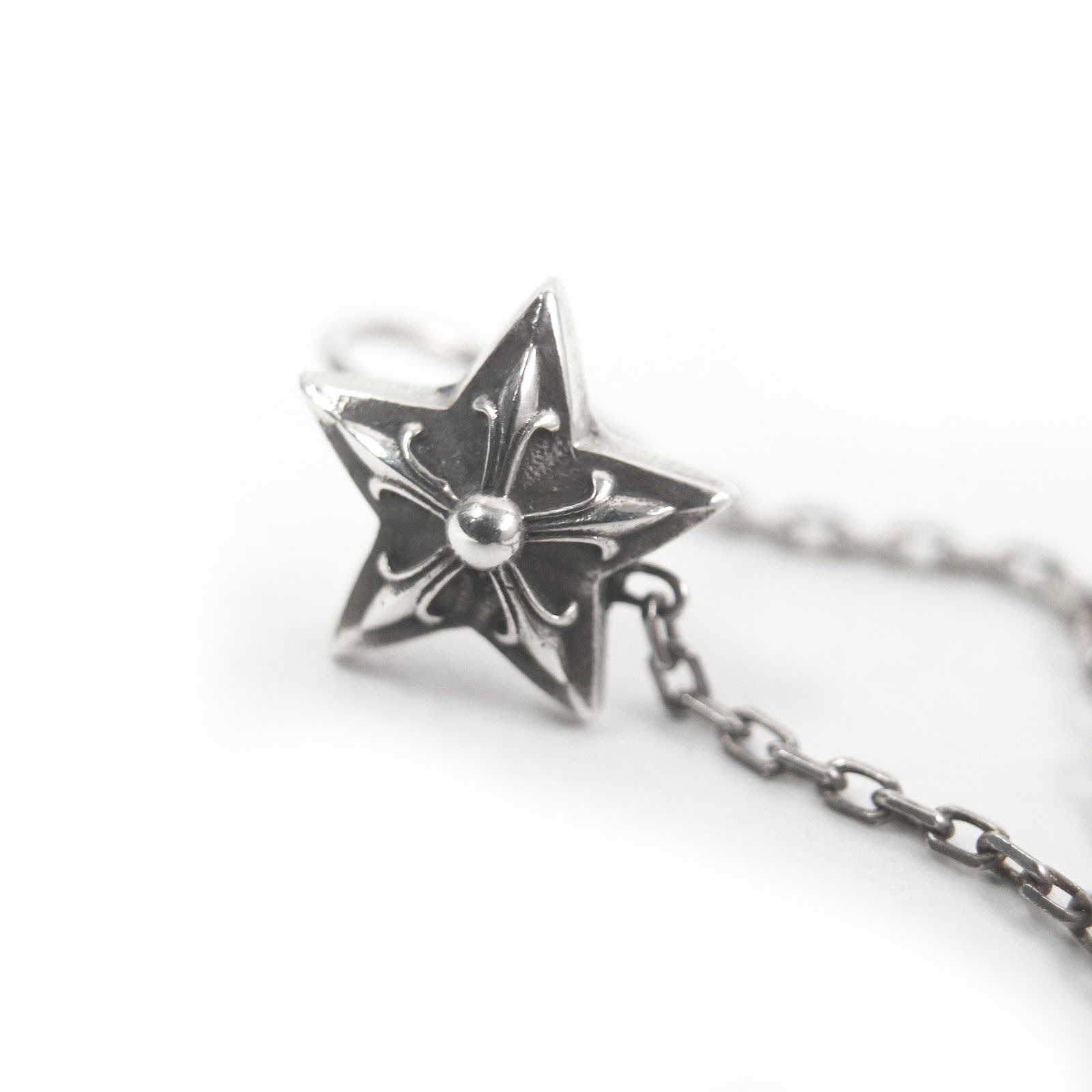 Great CHROME HEARTS Pierce Star Spike Chain Single Ear Silver SV925 mens thumbnail 6