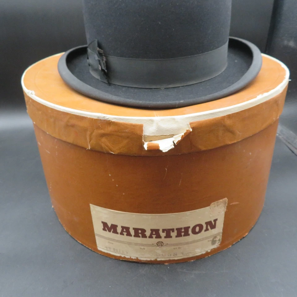 Chapéu Bowler Derby Masculino Antigo Vintage Stetson Pele Preta Anos 1900 6 7/8 Muito Bom Estado Usado - Imagem 4 de 4