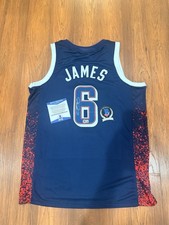 LeBron James Signed Team USA Basketball #6 Jersey Beckett BAS COA