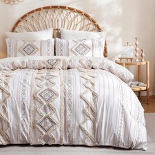 Herside 100 Cotton Boho Duvet Cover King Size Aztec Beige