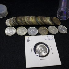 Lot of (40) GEORGE VI GREAT BRITAIN SIXPENCE .500 FINE SILVER COINS - XF-BU