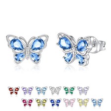 925 Sterling Silver Birthstone Butterfly Stud Earrings Butterfly Jewelry Gifts f