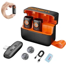 MIC-01 Wireless Lavalier Microphone, 3-Level Noise Cancelling Built-in TF Car...