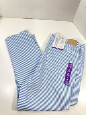 Seven7 90s Straight Jeans Women Size 16 38X31 Blue Stripe Denim Stretch NWT