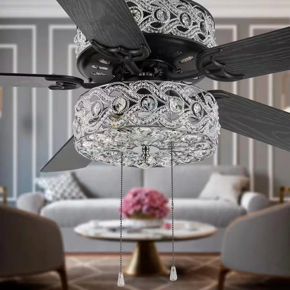 River of Goods Gracie Grand 52 in. Silver with Clear Crystal LED Ceiling Fan - Image 4 of 4
