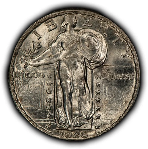 1926 25c Standing Liberty Silver Quarter - Luster - UNC - SKU-B5566