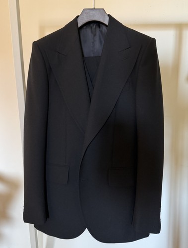 Husbands Paris Black Fresco Wool 3 Piece Suit 48R