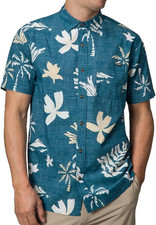 REEF Men's S/S Woven Shirt - LEGION BLUE - Size Large - NWT - LAST ONE