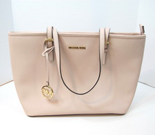 Image of Michael Kors Medium Jet Set Saffiano Leather Top-Zip Multifunction Tote Handbag