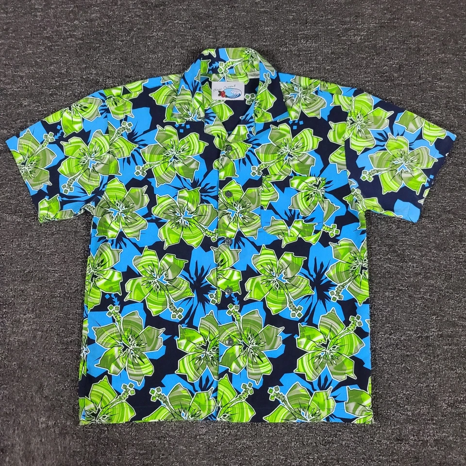 Гавайская рубашка Ocean Current мужская большая приталенная с цветочным принтом на пуговицах - Изображение 2 из 4