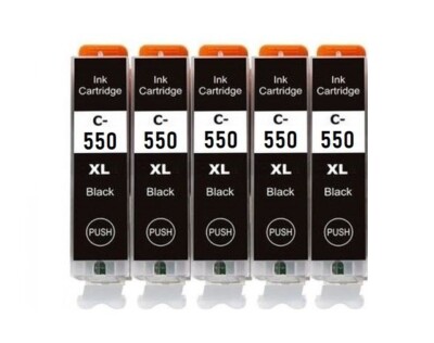 5 kompatible Patronen PGI-550 XL Bk für Canon IP7240 IP7250 IP8750 IX6850 MG5450