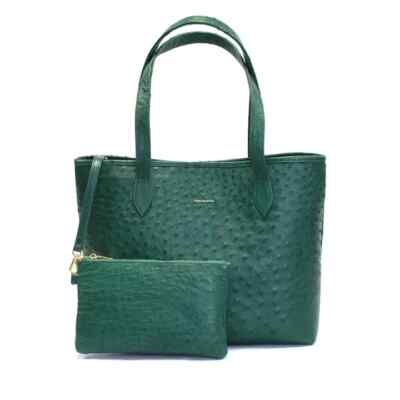 Giovanna Barrios Ostrich Leather Amelia Tote - Green