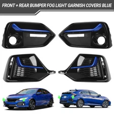 For 2017-2021 Honda Civic Hatchback Front & Rear Bumper Fog Light Garnish Covers