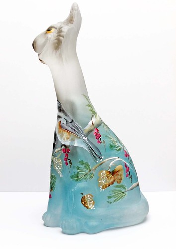 2024 Fenton Limited Edition Alley Cat J. K. Spindler 15/61 Chickadees Stunning! - Picture 2 of 7