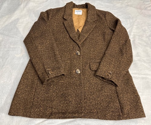 Old Navy Relaxed Blazer LARGE Herringbone Jacket Brown Long Sleeve Pockets Women - Picture 3 of 15