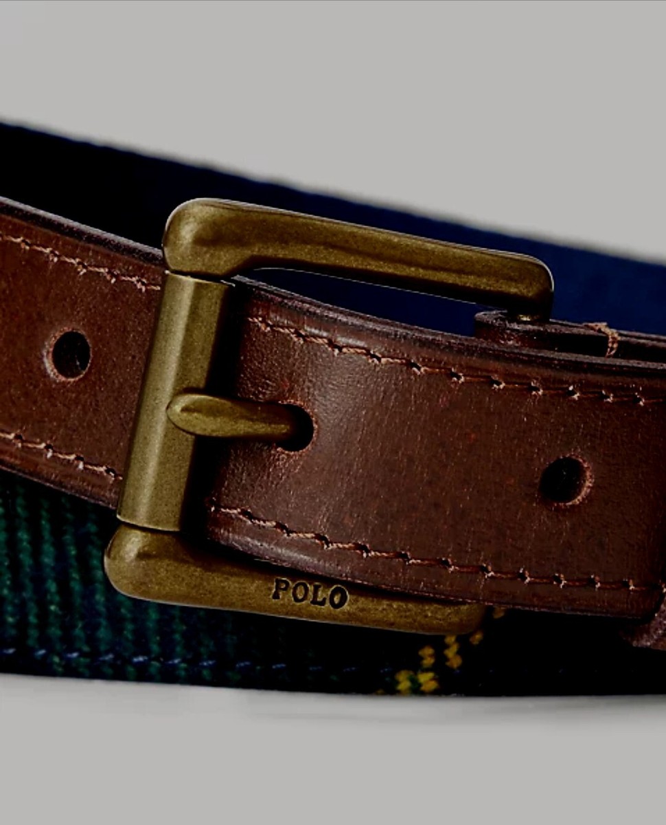 Polo Ralph Lauren Mens 38 Leather Trim Wool Blend Tartan  display picture 1