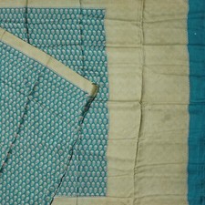 Vintage Teal Sarees 100 Pure Silk Printed Indian Sari 5YD Soft Craft Fabric