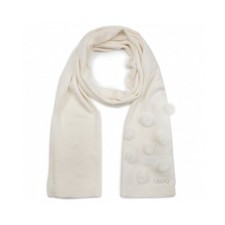 LIU JO SCIARPA DONNA IN MAGLIA CON POMPON GESSO