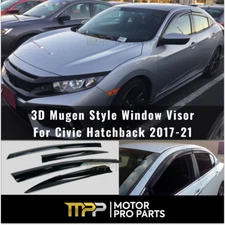 Window Visors Rain Wind Deflectors Mugen Style For Honda Civic Hatchback 2017-21
