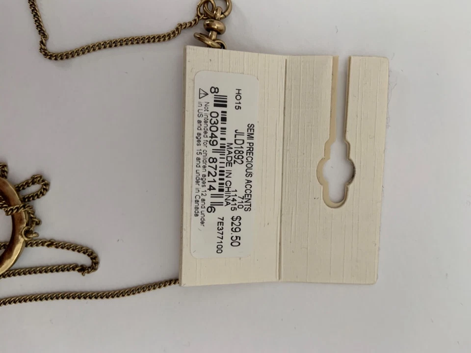 Collar LUCKY BRAND tono dorado círculo semiprecioso acento joya nuevo con etiquetas Foto 4 de 4