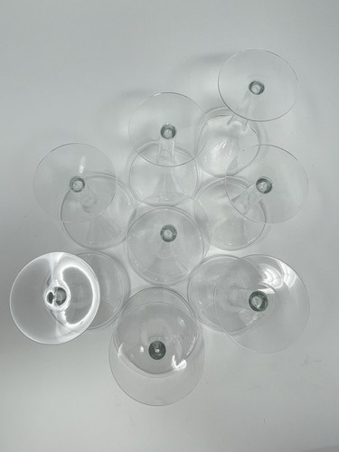 "Juego de 8 vasos transparentes soplados a mano cupé champán de vástago hueco 4 5/8"" MCM vintage" - Imagen 6 de 7