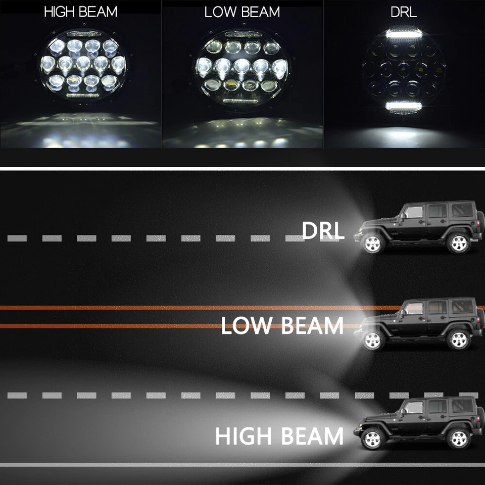 Faro LED 7" + luz de paso antiniebla para Harley Davidson Road King Electra Glide Foto 4 de 4