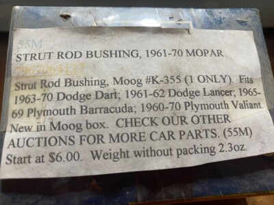 1961 - 1970 DODGE DART PLYMOUTH BARRACUDA STRUT ROD BUSHING NOS 1963 ...