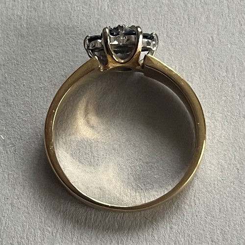 18ct Gold Sapphire Diamond Cluster Ring 4.20g Heavy Vintage 1970 Hallmark Size M - Picture 11 of 15