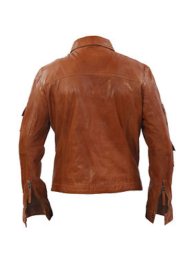 Veste Motard En Cuir Véritable D'agneau Fauve Infinity - Multi-poches, Neuve Avec étiquettes, Tailles XS-5XL