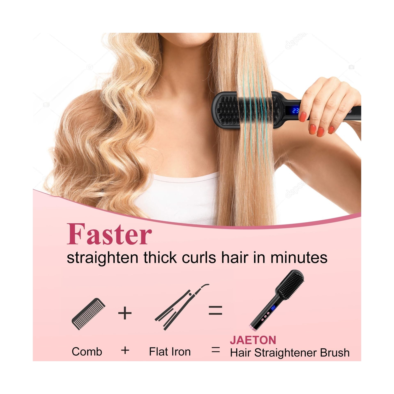 Hair Straightener Brush, Hair Straightener Comb Straightening Brush... Fast Ship