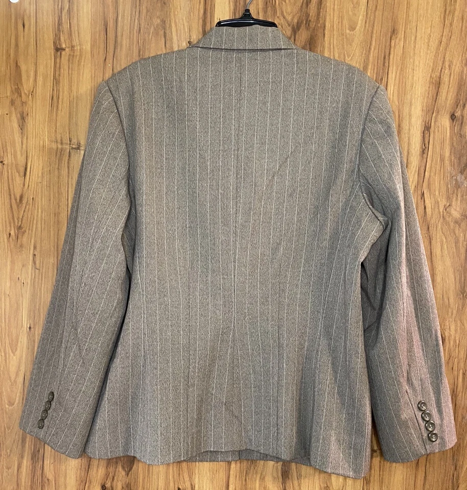 Traje de mujer traje de negocios chaqueta elástica marrón claro forrado a rayas talla 12 Foto 2 de 4