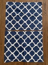 Pair Pottery Barn Teen Navy/White Geometric Design Standard Size Cotton Shams
