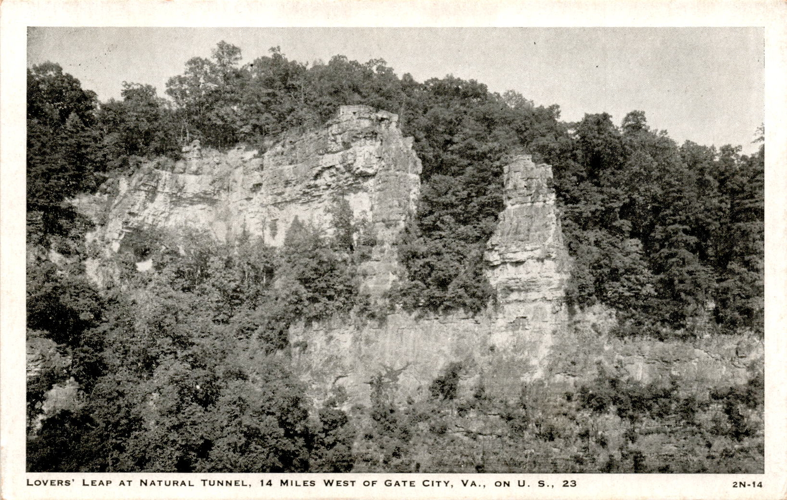 LOVERS' LEAP, NATURAL TUNNEL, GATE CITY, VA., U. Postcard