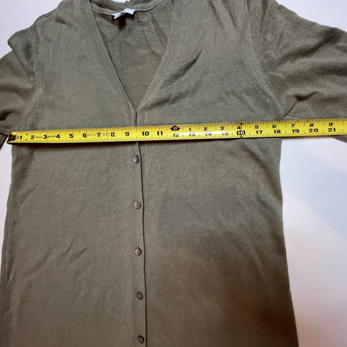 J. Jill Button Front Midi Dress Olive Green M Petite Lightweight Knit Minimalist - Picture 8 of 12