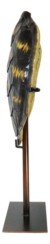 Nautical Marine Black Tone Faux Hawksbill Turtle Shell Sculpture With Pole Stand - Picture 4 of 11