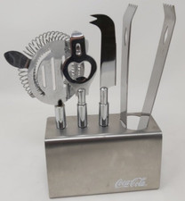 Set Cocktail Aperitivi Bar Coca-Cola Acciaio Strainer Apribottiglia Pinza C..