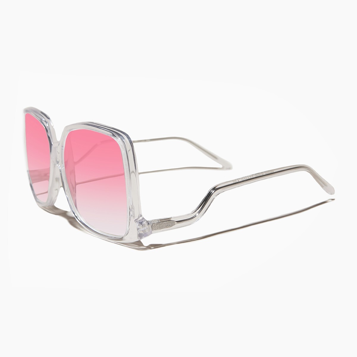 Vintage 70s Pink Clear Rim Tinted Oversized Hippie Boho Festival Sunglasses Skeleteen Hippy Costume Accessories - Tinted Round Hippie  main image 4