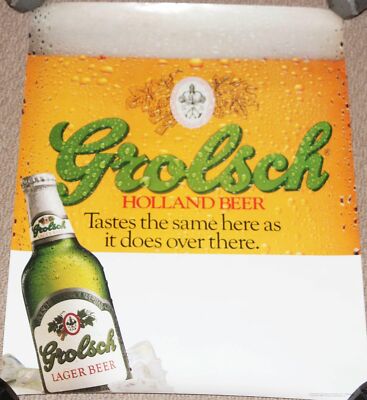 Vintage 1987 Grolsch Holland Beer ''Tastes the Same Here'' Promo Poster 18'' x 24''