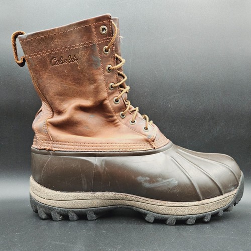 Cabelas Hunting Snow Boots Thinsulate Ultra 10" Mens 12 Leather Rubber 83-0503 - 第 4/21 張圖片