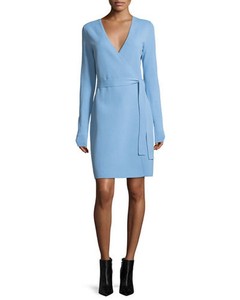 blue wrap dress long sleeve