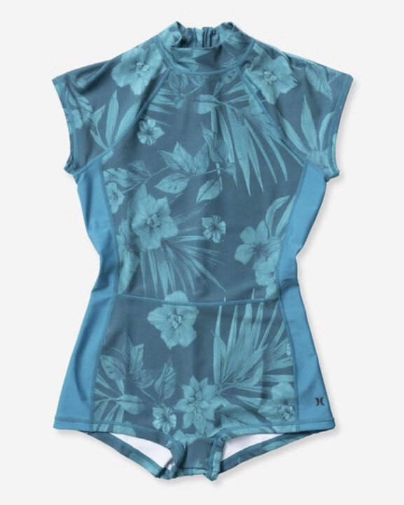 Hurley X Carissa Moore Max Short Sleeve Bodysuit Swim Full Coverage SMALL NEW image 3