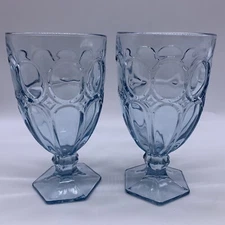 2 Fostoria Moonstone Light Blue Iced Tea Goblet Glass