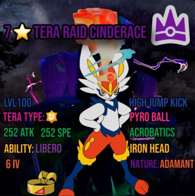   Pokemon Scarlet and Violet   6IV SHINY/NON     7   Tera Raid Cinderace  