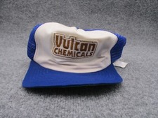 Vintage Vulcan Chemicals Trucker Hat Cap Blue Snap Back New Era Made In USA 80s