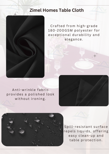 Extra Large Rectangular Fabric Tablecloth 150x300cm and 140x200cm 4 Colours - Picture 72 of 82