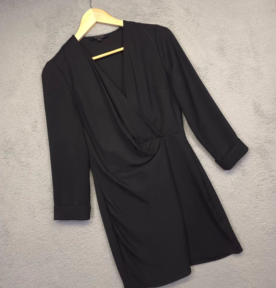 Vestido All Saints Rila para mujer 6 negro Preppy Old Money tranquilo lujo minimalista Foto 2 de 4