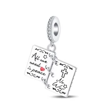 KUNSIR Bracelet Charms Book of Peace Dangle Charms 925 Sterling Silver DIY Charm