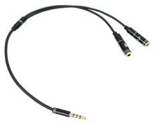 Cam Design Black Headset Y Splitter Audio Adapter Cable Mic/Headphone New