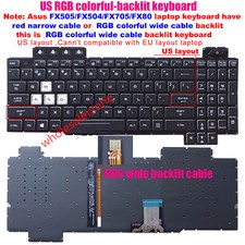 New US RGB Backlit Keyboard For ASUS TUF Gaming FX505D FX504GM FX705D FX80 FX86
